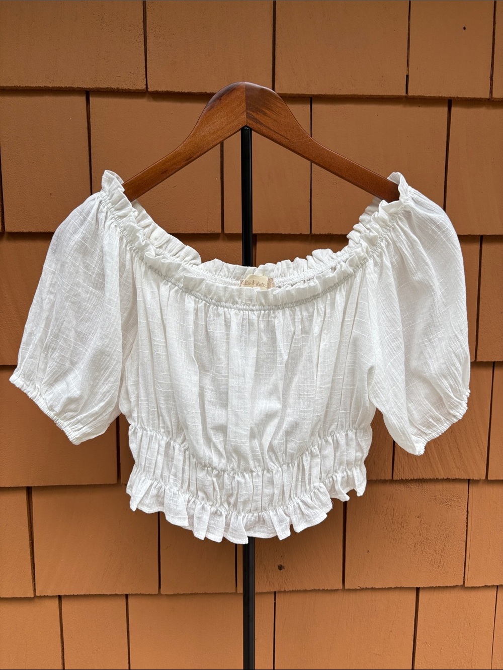 ALTAR'D STATE | White Cotton Milkmaid Feminine Cottagecore Crop Top | Size L